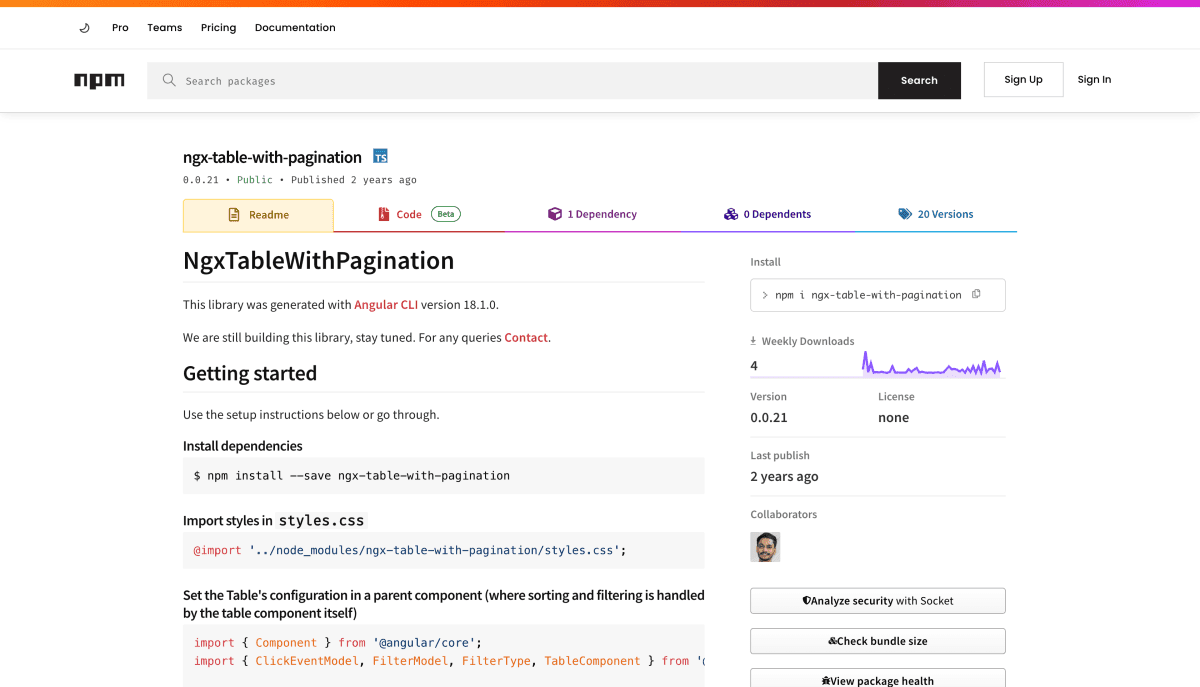 NGX Table Pagination preview