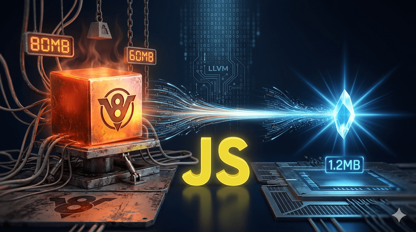 BlueJS: Compiling JavaScript to 1.2MB Native Binaries Without V8