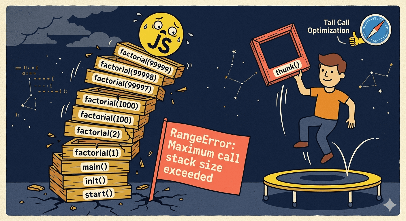 JavaScript Has No Reliable Tail Call Optimization: What Actually Happens at Runtime